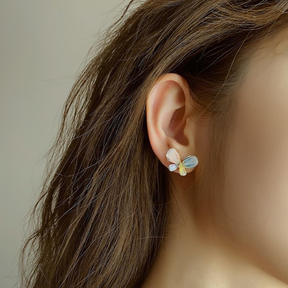 Colorful Butterfly Acrylic Gold Stud Earrings - Picture 2 of 4